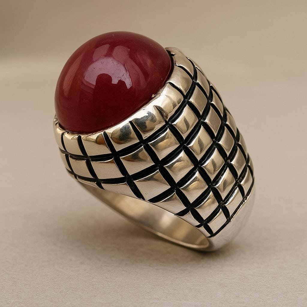 Handcrafted Sterling Silver Ruby Ring: Vintage Turkish Design - Image 2
