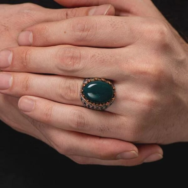 Sterling Silver Ottoman Ring: Natural Gemstone, Turkish Castle Wall Design - Image 6
