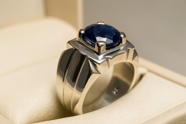 Men's Royal Blue Sapphire Ring: Handmade 925 Sterling Silver Statement Ring