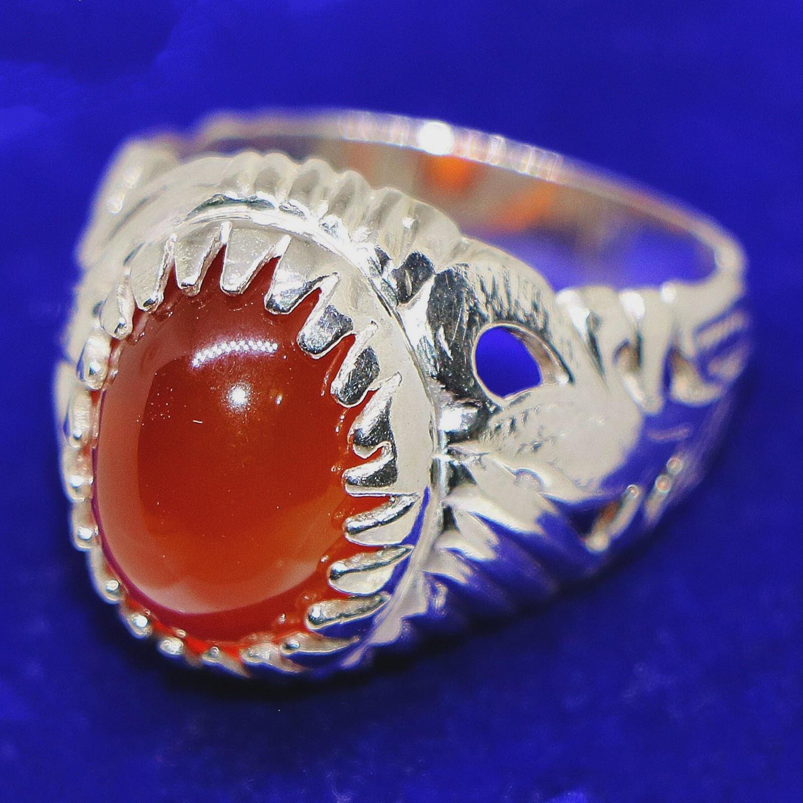 Red Yemeni Agate Ring: Handmade 925 Sterling Silver Kabbadi Ring - Image 2