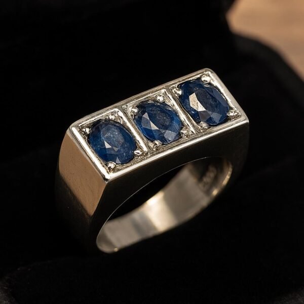 Men's Blue Ceylon Sapphire Ring: Sterling Silver Statement Jewelry - Image 4