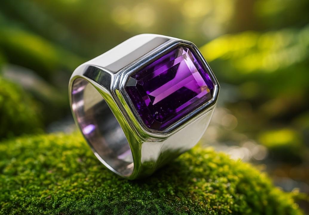 Handmade Amethyst Signet Ring: 925 Sterling Silver Art Deco Style - Image 6