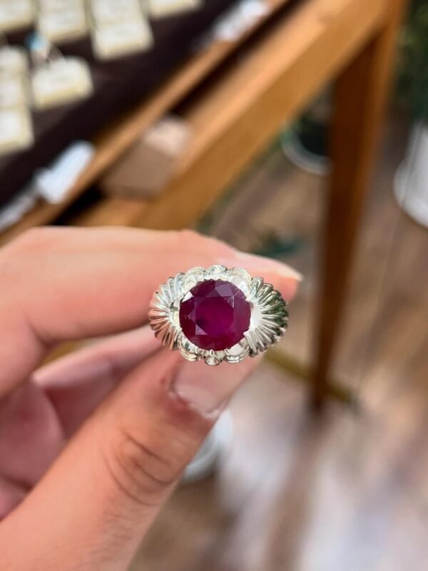 Ruby Mens Ring: 925 Sterling Silver Manik Birthstone Jewelry - Image 4