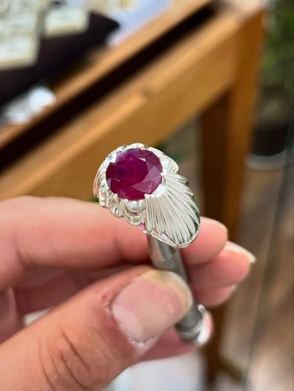 Ruby Mens Ring: 925 Sterling Silver Manik Birthstone Jewelry - Image 2