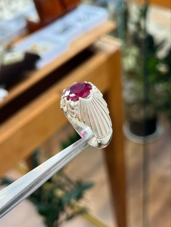 Ruby Mens Ring: 925 Sterling Silver Manik Birthstone Jewelry