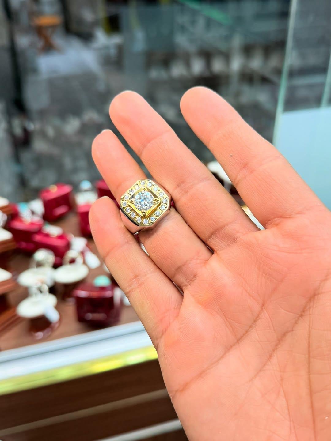 Two-Tone CZ Stone Ring: Gold & Silver Hip Hop Statement Jewelry - Image 4