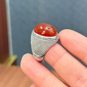 Red Agate Aqeeq Ring: Handmade Sterling Silver Islamic Turkish Jewelry