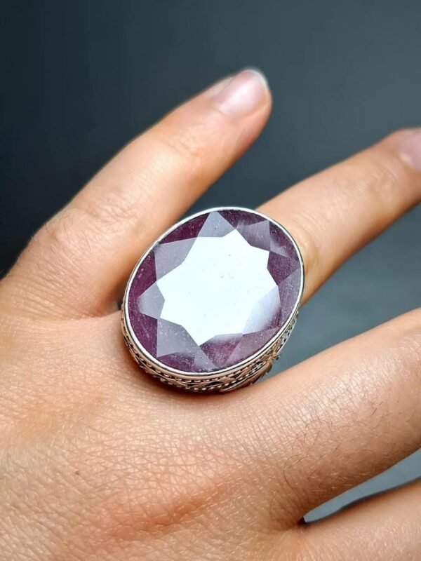 Genuine Red Ruby Men's Ring 925 Sterling Silver | Oxidized Vintage Wealth Ring | Oval Ruby Gemstone Statement Ring | Handmade Gift - Image 3