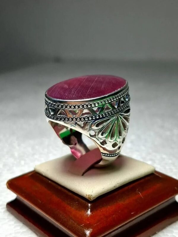 Genuine Red Ruby Men's Ring 925 Sterling Silver | Oxidized Vintage Wealth Ring | Oval Ruby Gemstone Statement Ring | Handmade Gift