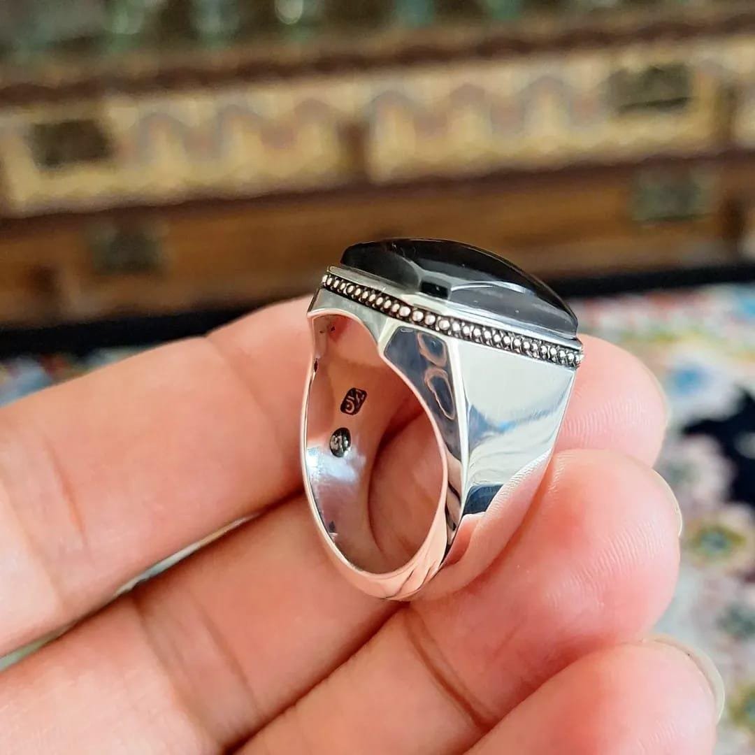 Sterling Silver Black Onyx Ring: Handmade Hexagonal Design - Image 3