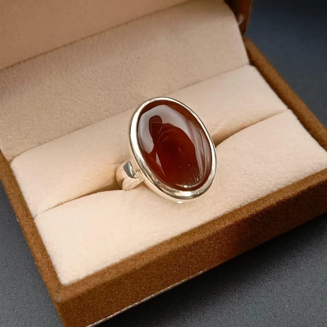 Red Agate Ring: Handmade 925 Sterling Silver Aqeeq Ring - Image 8