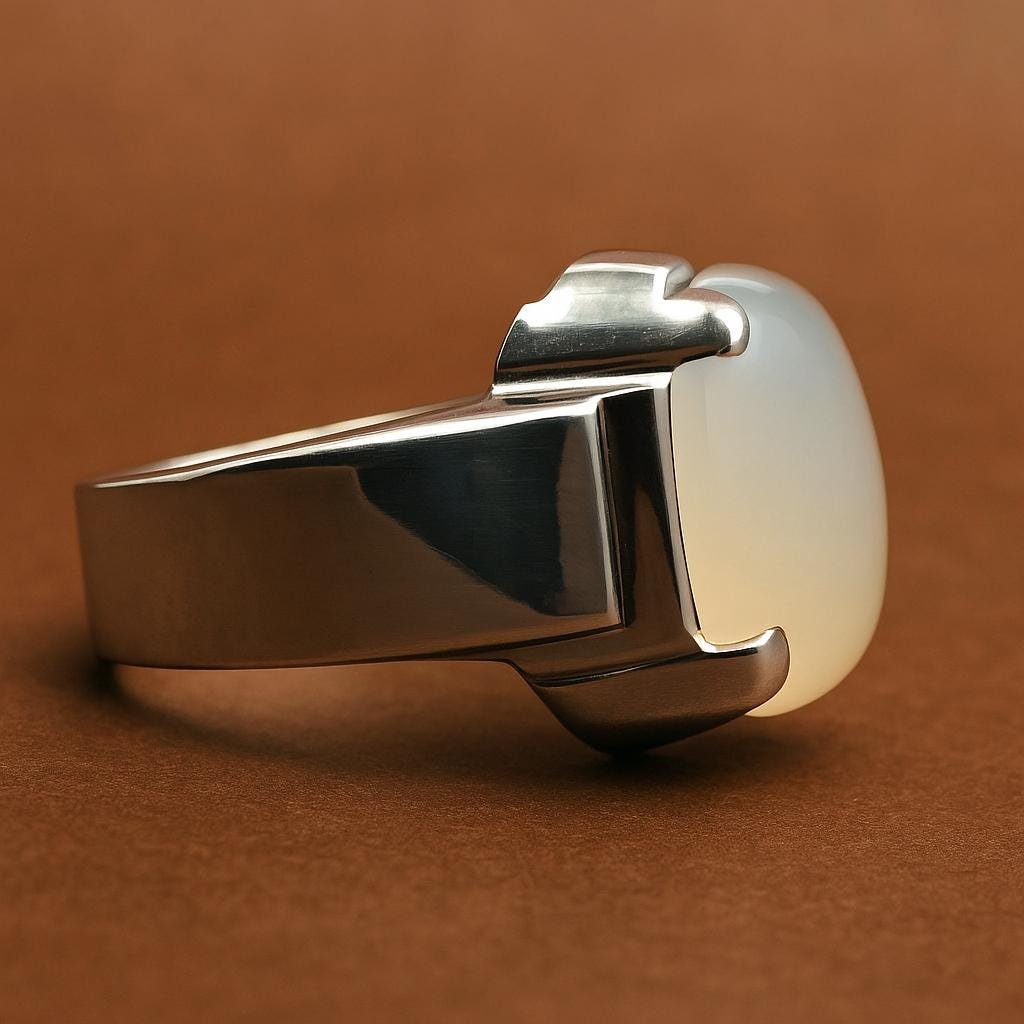 Dur-e-Najaf Sterling Silver Ring: Handmade Islamic Aqeeq Gemstone - Image 3