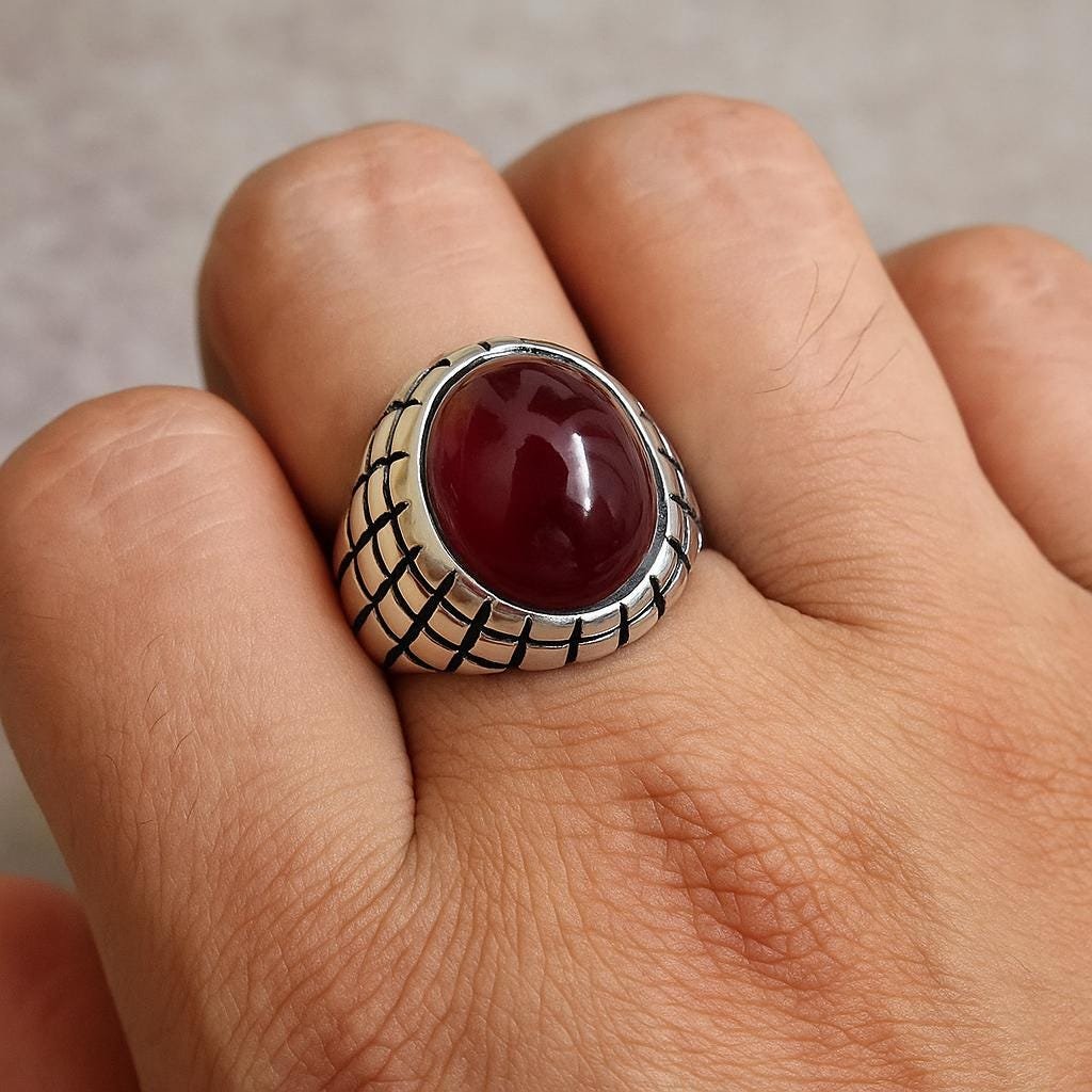Handcrafted Sterling Silver Ruby Ring: Vintage Turkish Design