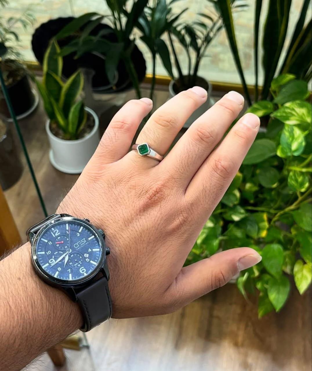 Handmade Emerald Ring: 925 Sterling Silver May Birthstone - Image 3