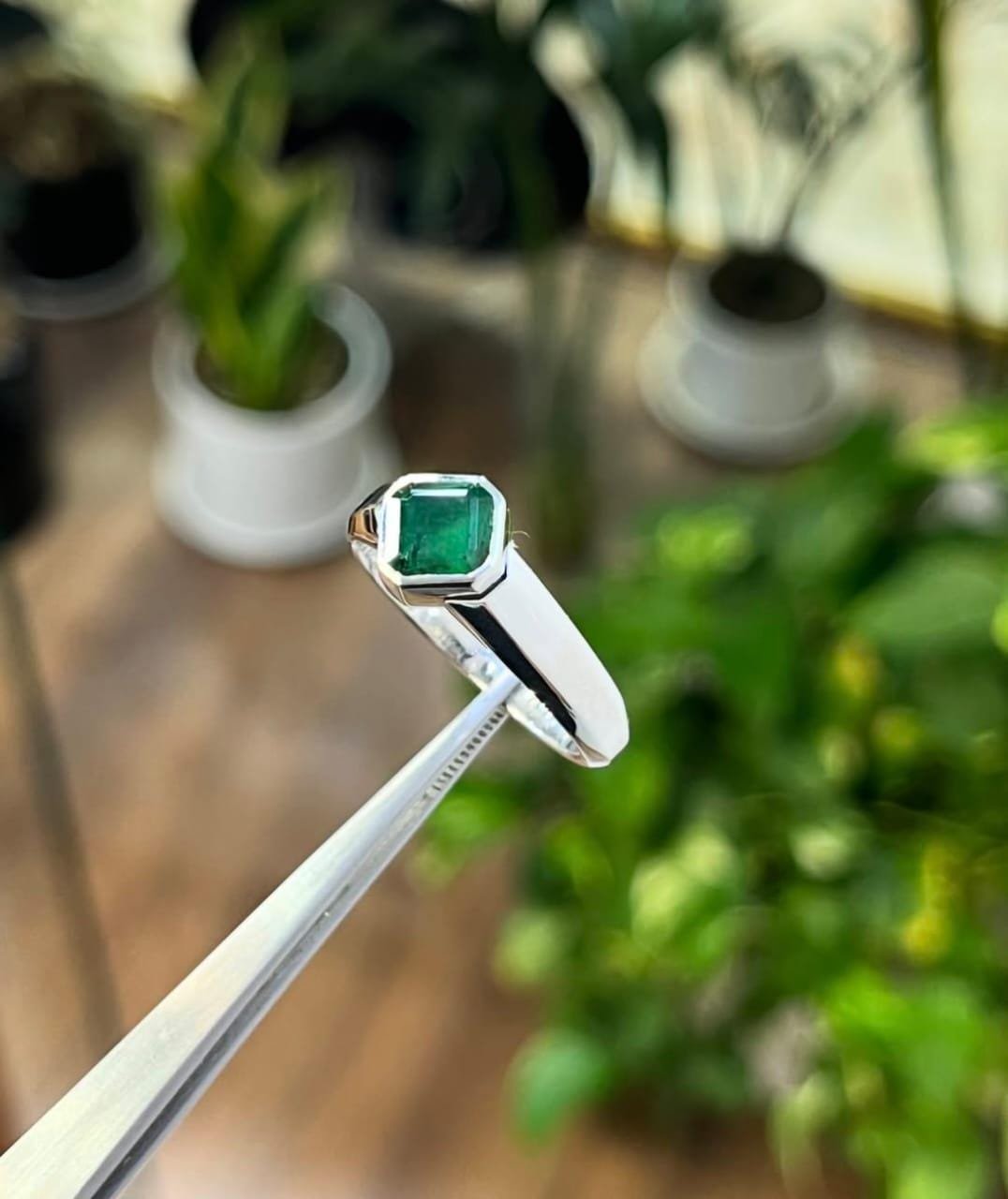 Handmade Emerald Ring: 925 Sterling Silver May Birthstone