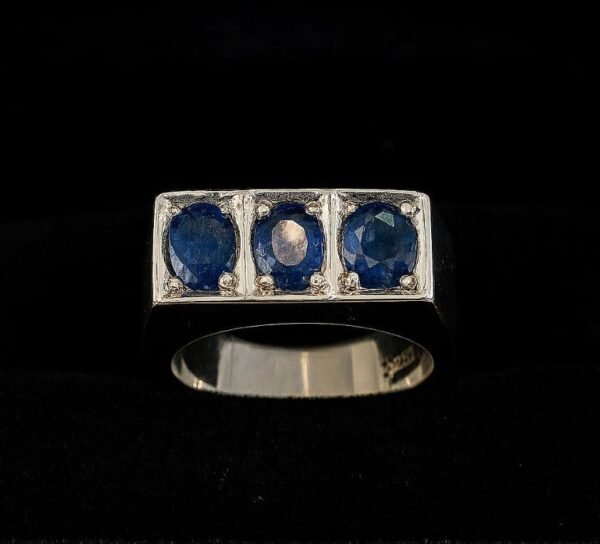 Men's Blue Ceylon Sapphire Ring: Sterling Silver Statement Jewelry - Image 3
