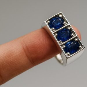 Men's Blue Ceylon Sapphire Ring: Sterling Silver Statement Jewelry