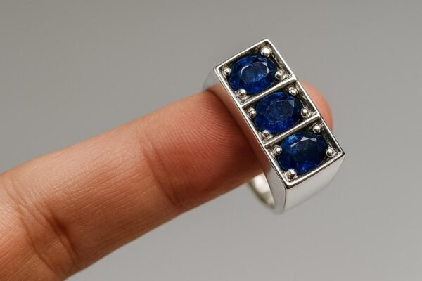 Men's Blue Ceylon Sapphire Ring: Sterling Silver Statement Jewelry