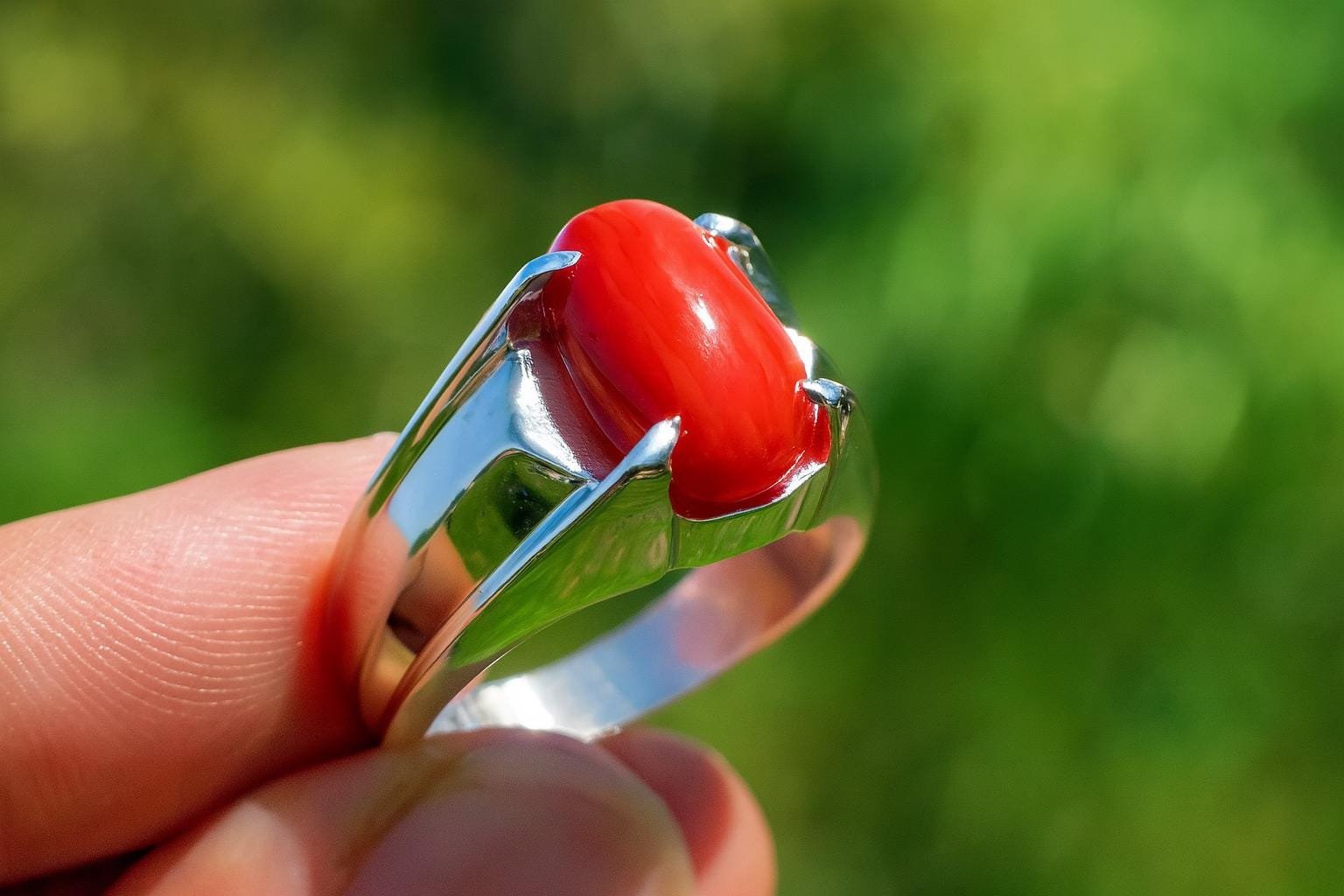 Handmade Red Coral Aqeeq Ring: 925 Sterling Silver Islamic Gift - Image 8