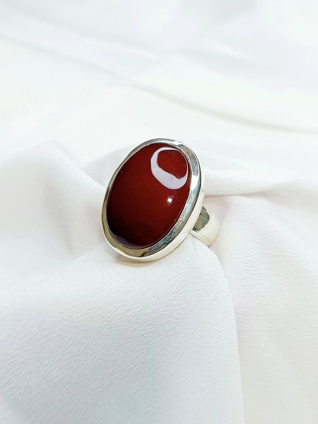 Red Agate Ring: Handmade 925 Sterling Silver Aqeeq Ring - Image 2