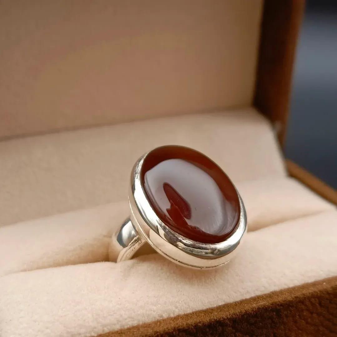 Red Agate Ring: Handmade 925 Sterling Silver Aqeeq Ring - Image 7