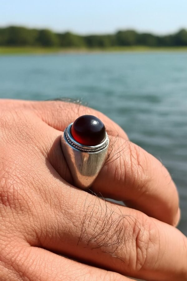 Handmade Yemeni Aqeeq Agate Sterling Silver Ring - Boho Mens Jewelry - Image 3