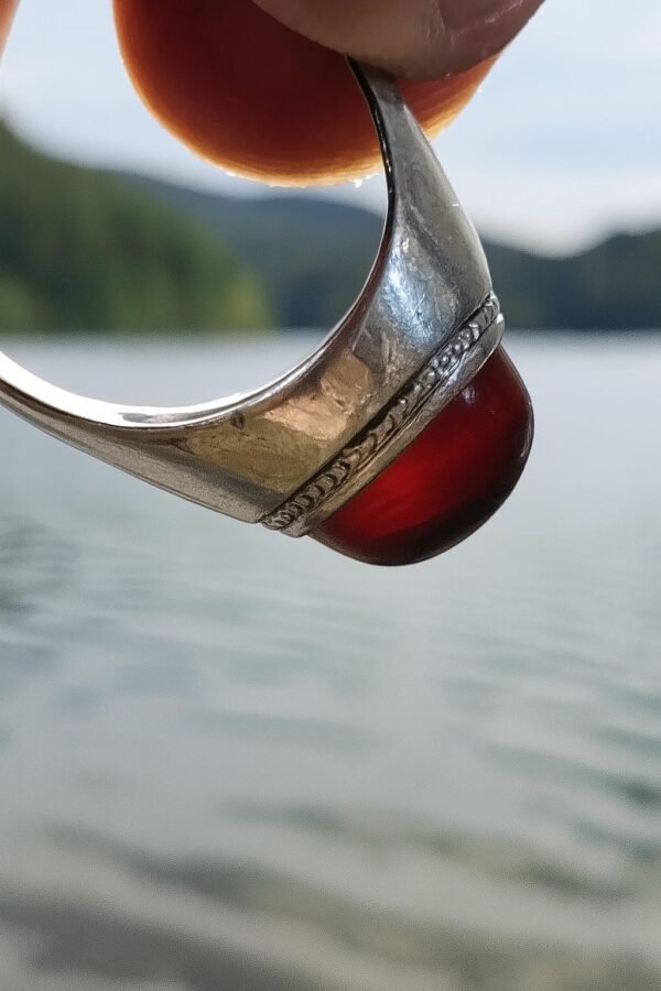 Handmade Yemeni Aqeeq Agate Sterling Silver Ring - Boho Mens Jewelry - Image 5