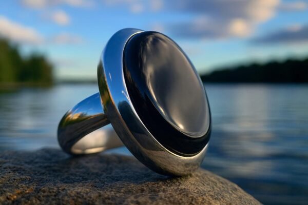 Black Agate Ring: Handmade 925 Sterling Silver Boho Statement Jewelry - Image 6
