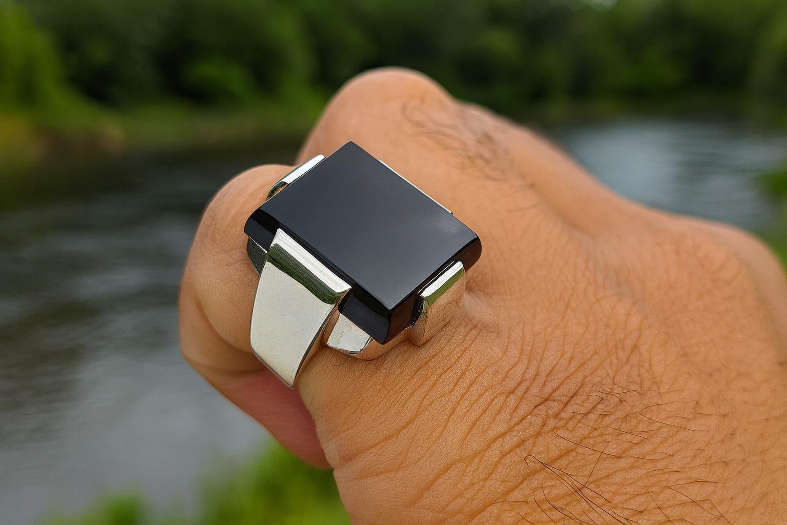 Men's Sterling Silver Aqeeq Ring: Handmade Islamic Signet - Image 7