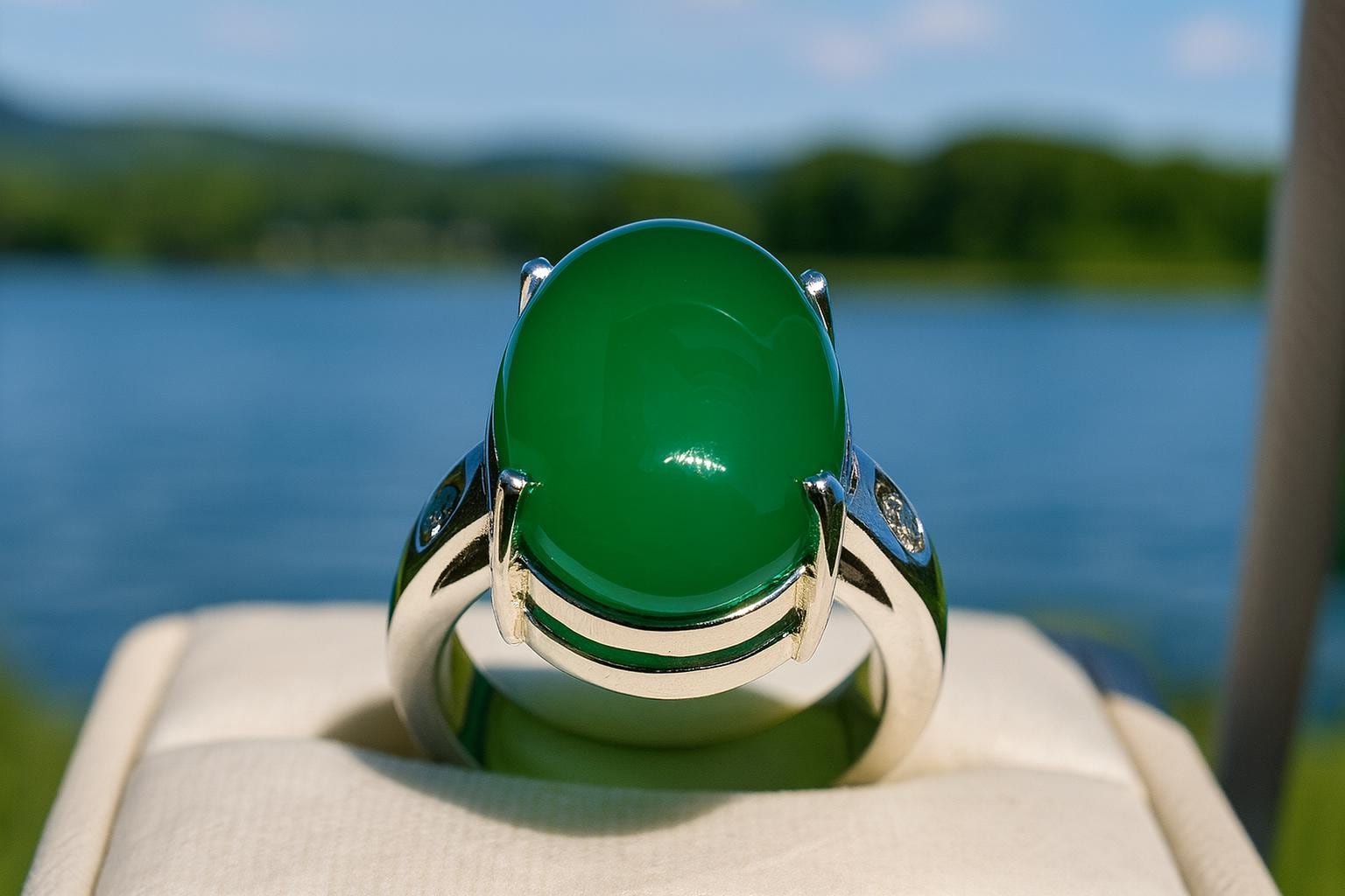 Yemeni Green Agate Ring: Handmade 925 Sterling Silver Sabz Aqeeq - Image 4