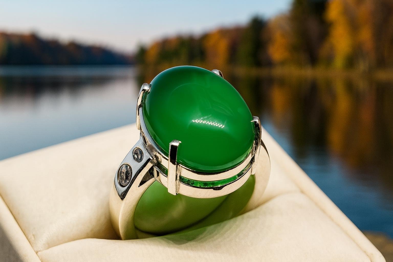Yemeni Green Agate Ring: Handmade 925 Sterling Silver Sabz Aqeeq - Image 5