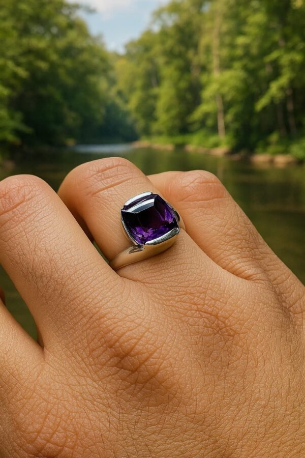 Handmade Sterling Silver Amethyst Ring: Minimalist Gemstone Jewelry