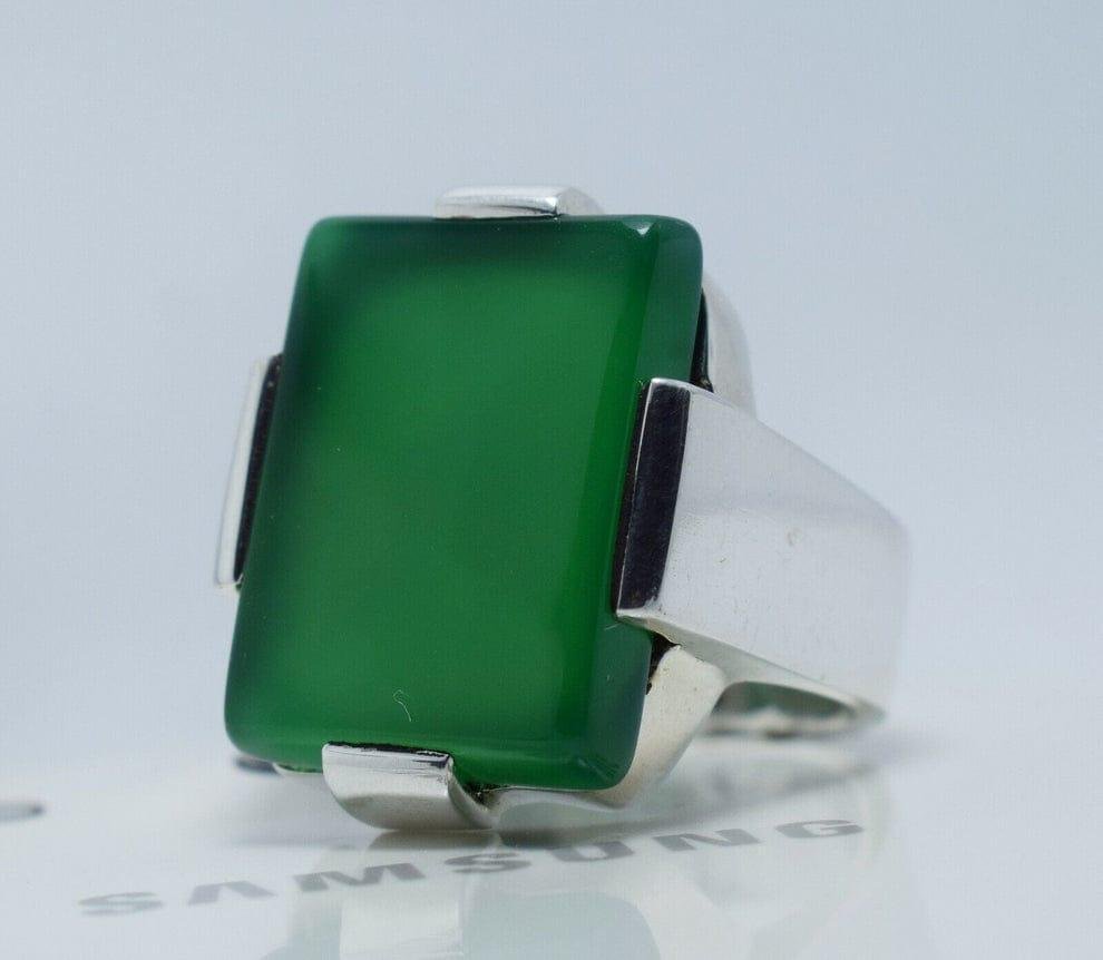 Handmade Green Agate Ring: 925 Sterling Silver Islamic Jewelry - Image 8