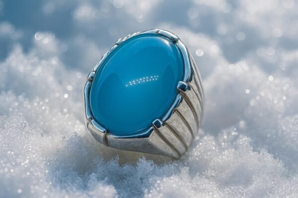 Handmade Blue Agate Sterling Silver Ring: Men's Statement Jewelry - Image 7