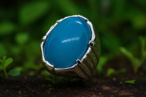 Handmade Blue Agate Sterling Silver Ring: Men's Statement Jewelry - Image 3