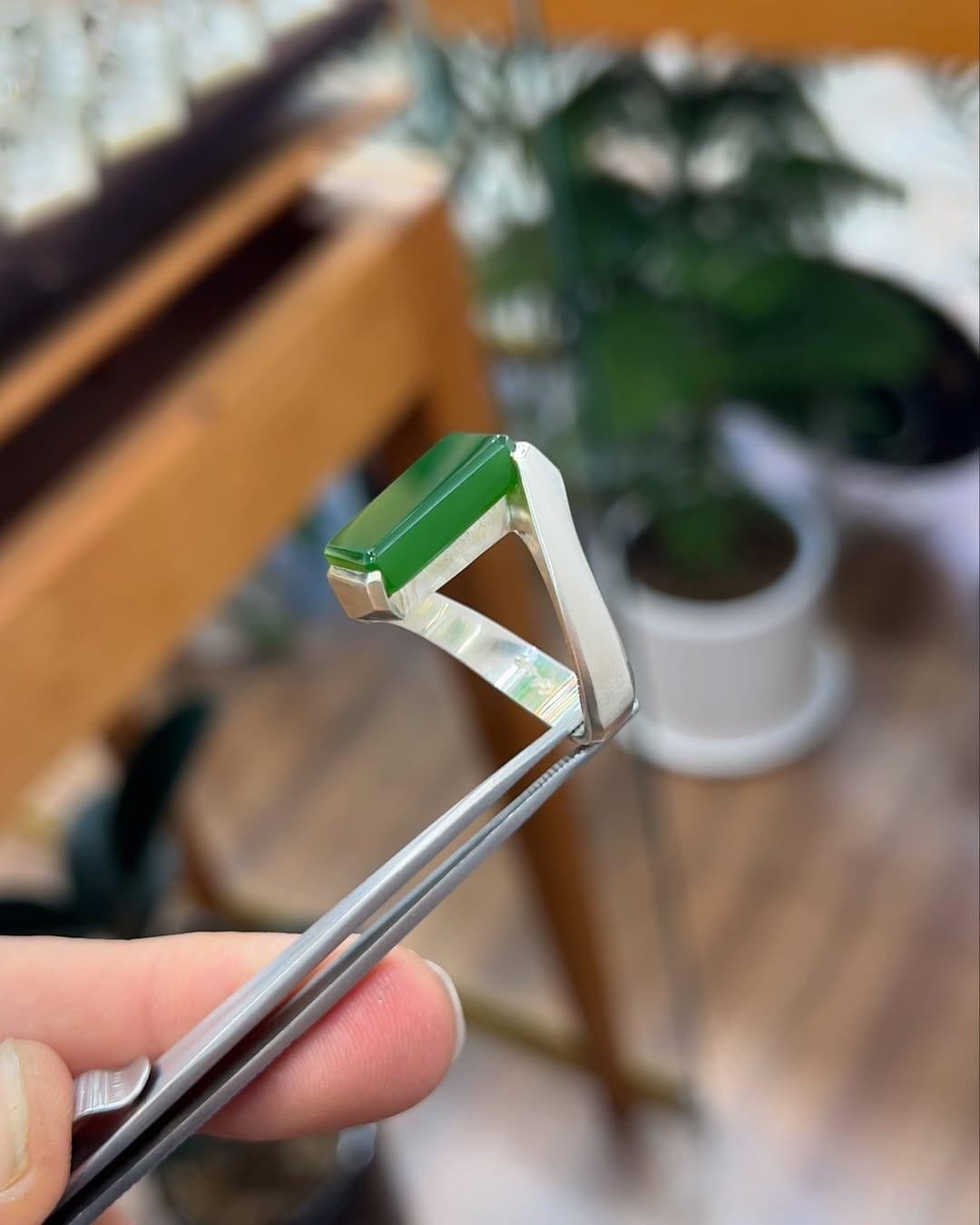 Green Agate Ring: Handmade Sterling Silver Sabz Aqeeq - Spiritual Gift