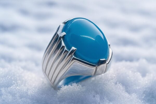 Handmade Blue Agate Sterling Silver Ring: Men's Statement Jewelry - Image 2