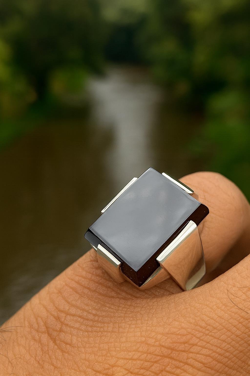 Men's Sterling Silver Aqeeq Ring: Handmade Islamic Signet - Image 6