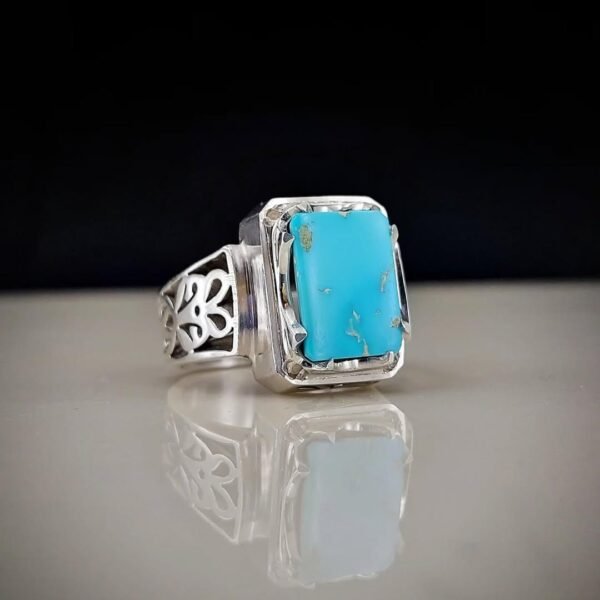 Feroza Turquoise Ring: Handmade Sterling Silver Spiritual Jewelry - Image 2