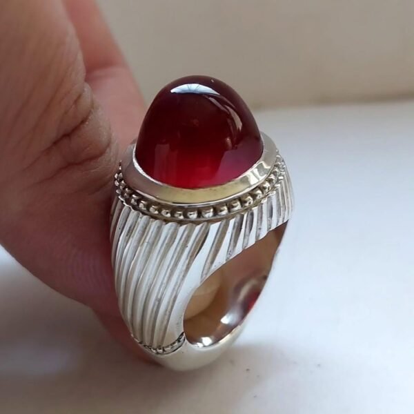 Red Agate (Aqeeq) Sterling Silver Ring: Bold Spiritual Jewelry - Image 7