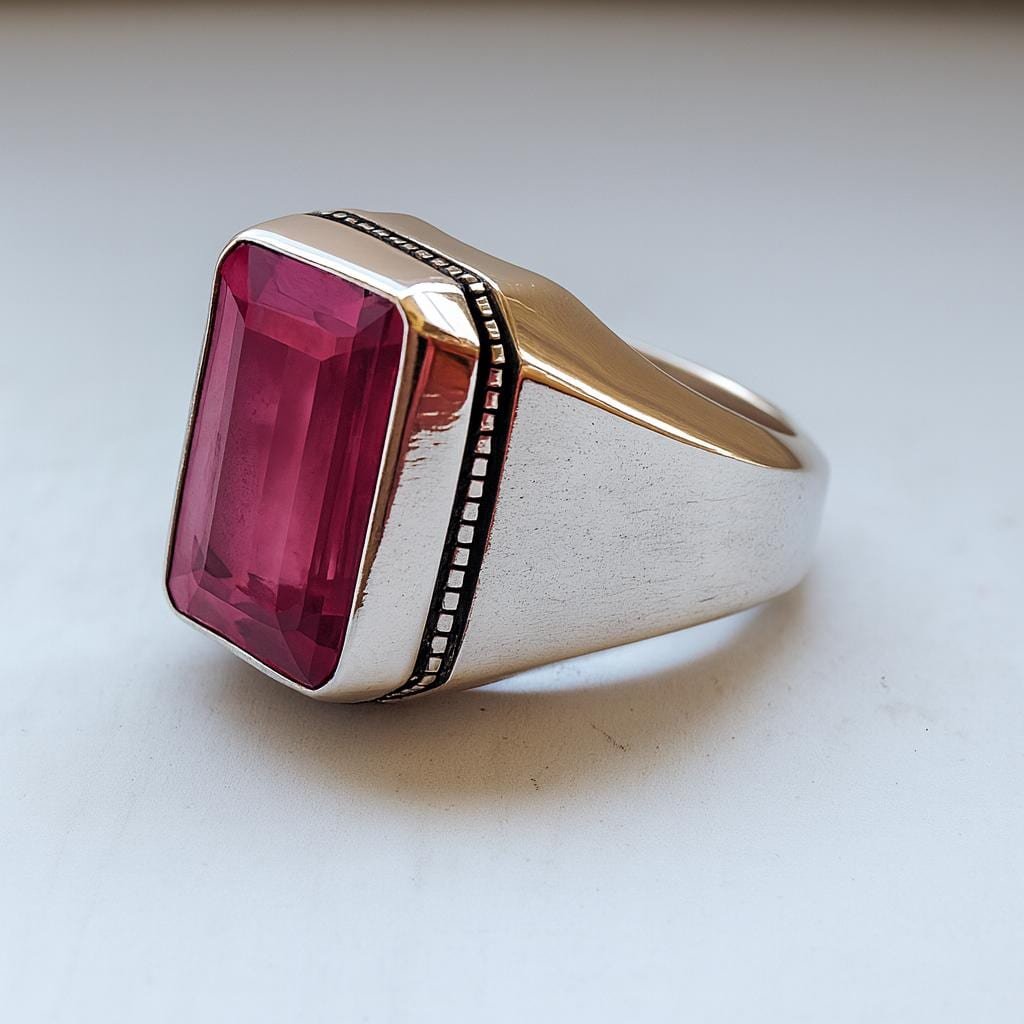 Square Amethyst Ring: Unisex Sterling Silver Statement Jewelry - Image 5