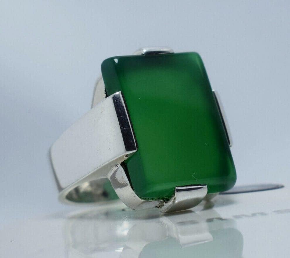 Handmade Green Agate Ring: 925 Sterling Silver Islamic Jewelry - Image 5