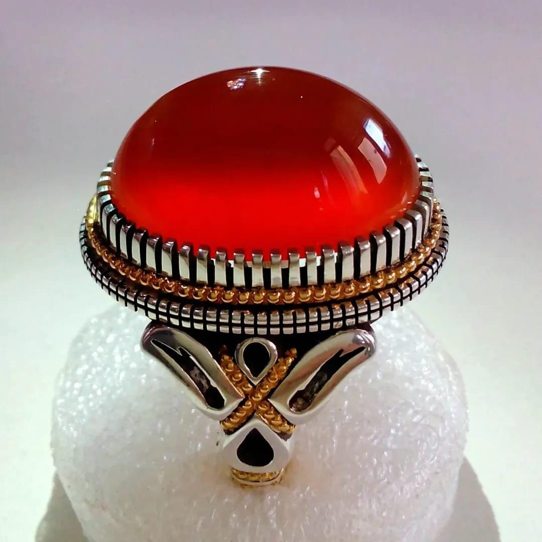 Red Yaqoot Ruby Ring: Handmade Sterling Silver Men's Spiritual Ring