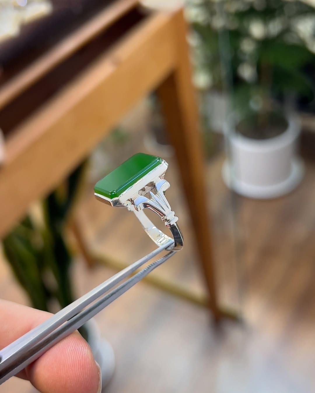 Green Agate Ring: Handmade 925 Sterling Silver Sabz Aqeeq Statement - Image 2