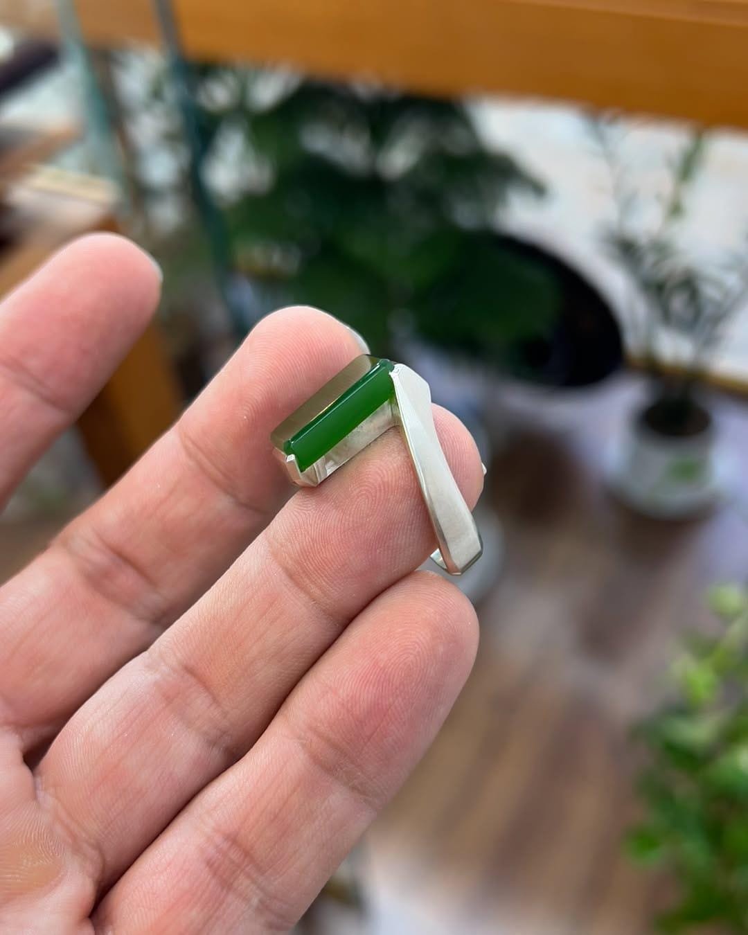 Green Agate Ring: Handmade Sterling Silver Sabz Aqeeq - Spiritual Gift - Image 4