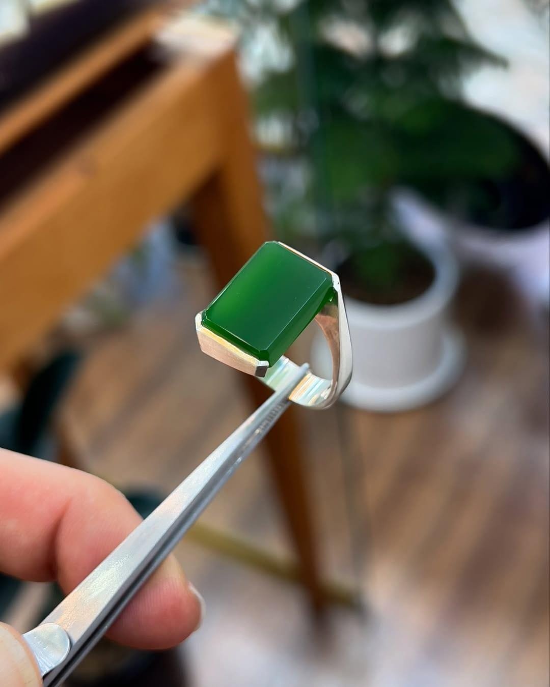 Green Agate Ring: Handmade Sterling Silver Sabz Aqeeq - Spiritual Gift - Image 6