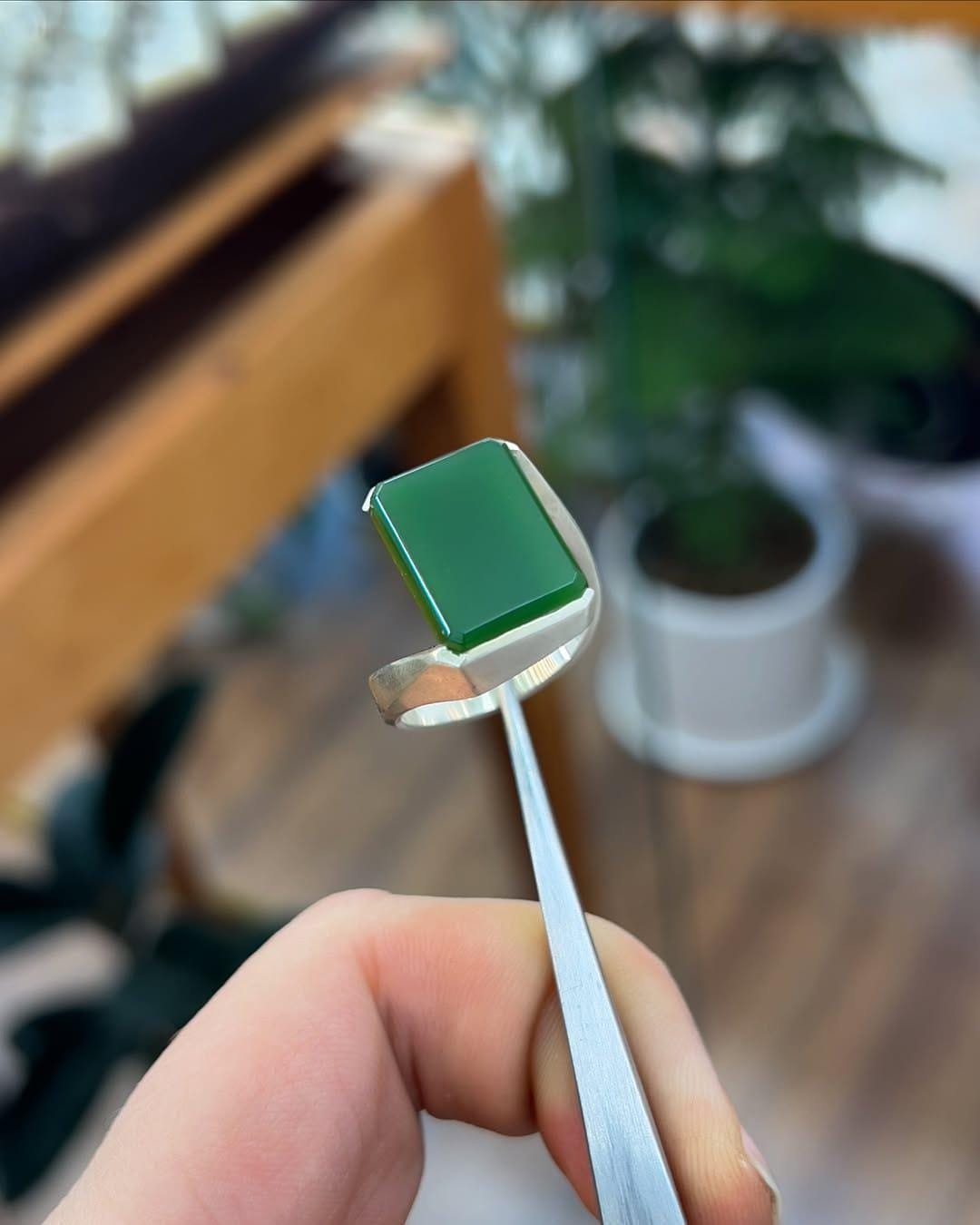 Green Agate Ring: Handmade Sterling Silver Sabz Aqeeq - Spiritual Gift - Image 5