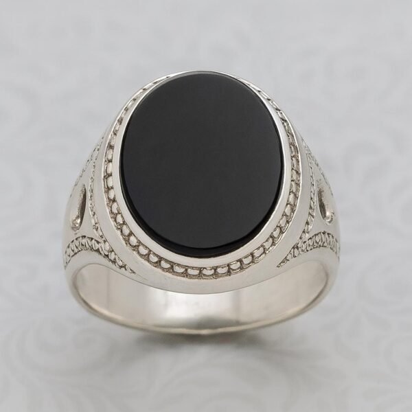 Black Agate Aqeeq Ring for Men | Natural Gemstone Silver Ring | Handmade Healing Stone Ring | Islamic Aqeeq Protection Ring - Image 4