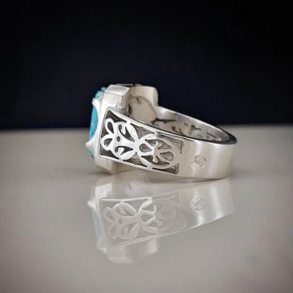 Feroza Turquoise Ring: Handmade Sterling Silver Spiritual Jewelry - Image 3