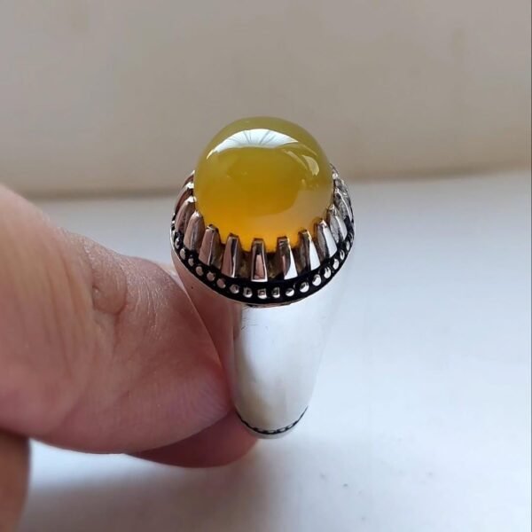 Yellow Agate Sterling Silver Signet Ring: Vintage-Inspired Healing Stone - Image 6